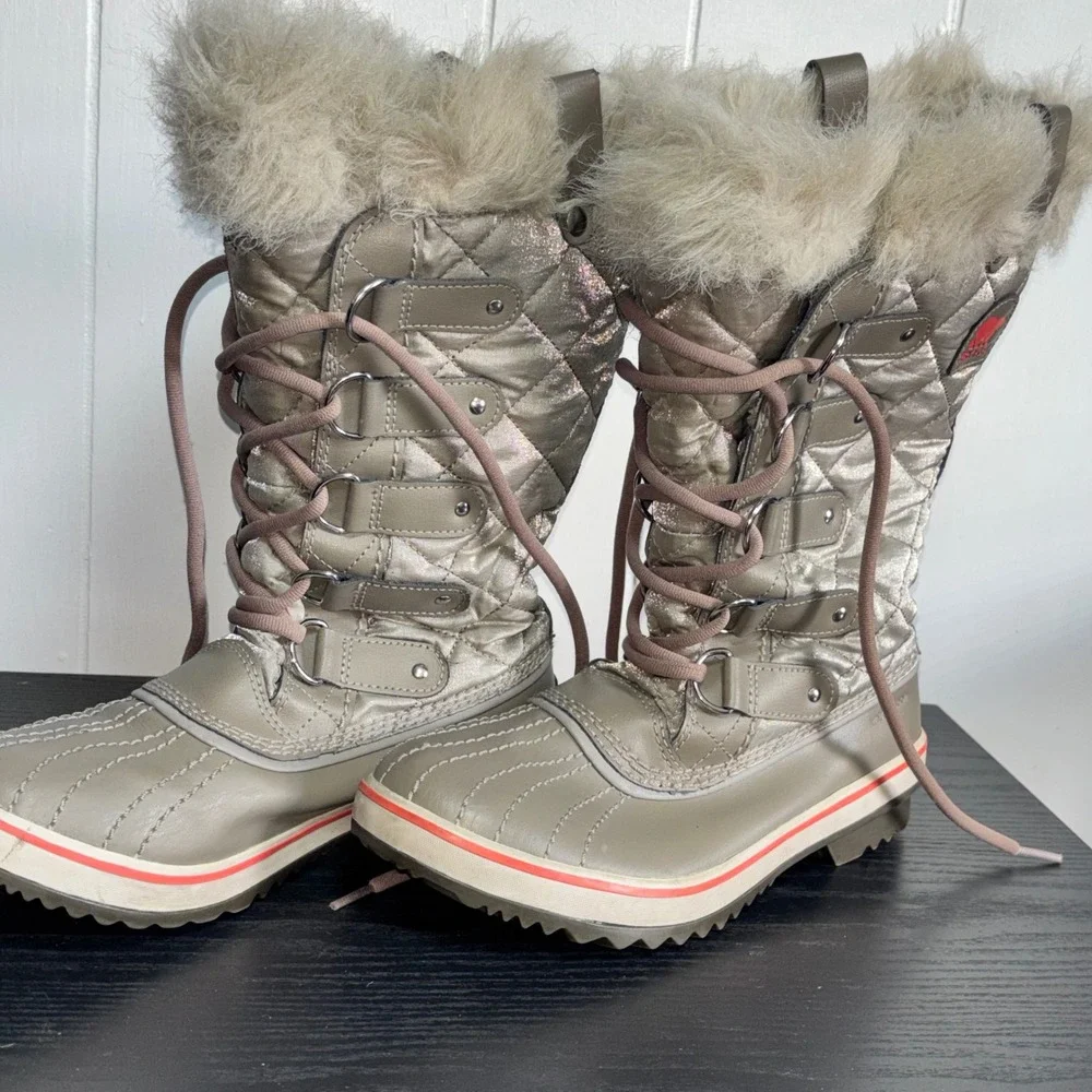 Sorel‎ Tofino II Metallic Quilted Faux Fur Waterproof Winter Boots NL2114-005 7